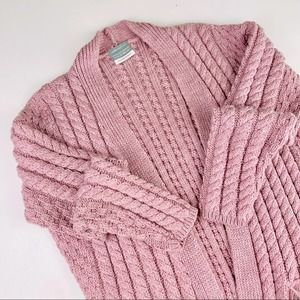 CARRAIGDONN Long Cardigan 100% Merino Wool Cable Knit Duster Made in Ireland